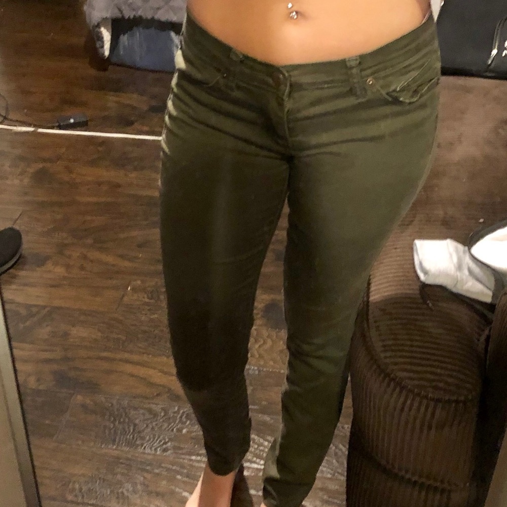 F21 Olive Green skinny jeans
